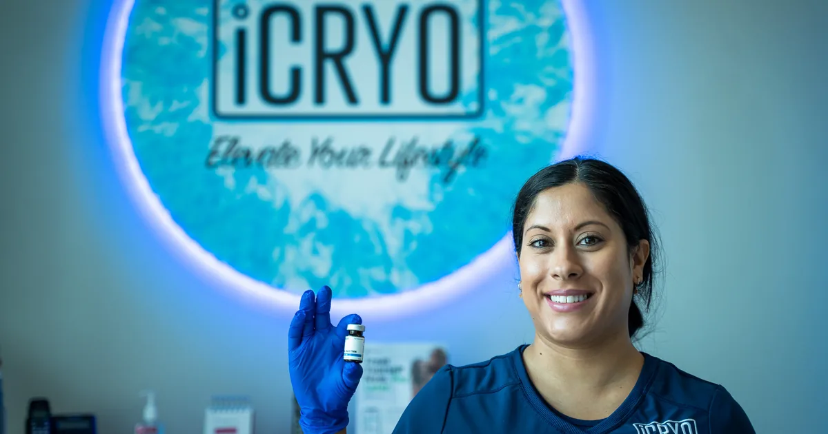 Energized client after a B12 vitamin shot at iCRYO St. Johns