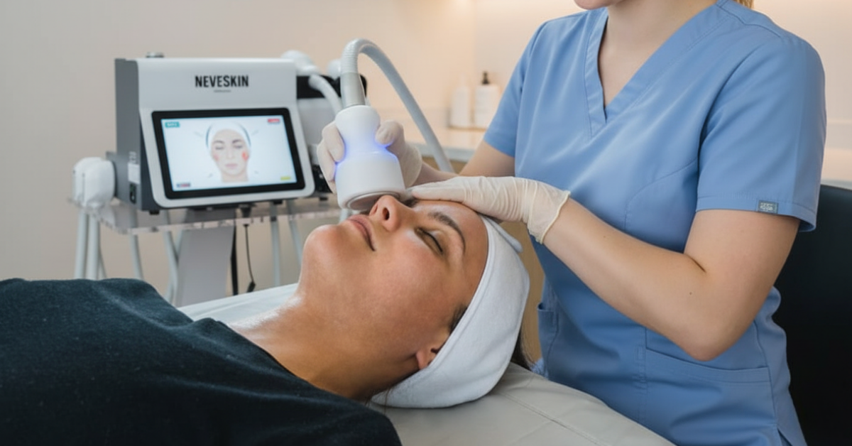 Neveskin facial treatment session